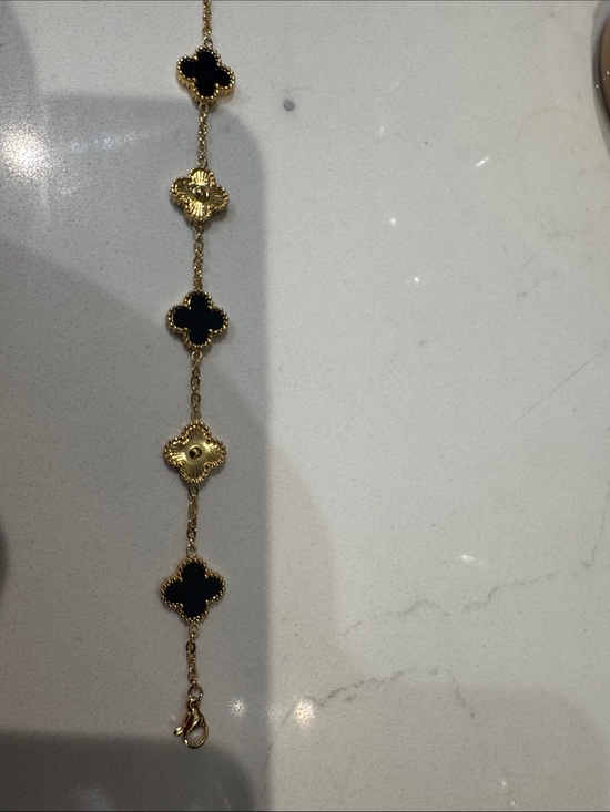 Jewelry - Gold and Black Clover Bracelet - Women Jewelry